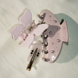 BOW CLIP IN PUFF PINK